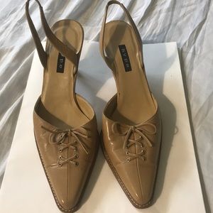 Beige Nude Leather Pointed Heels